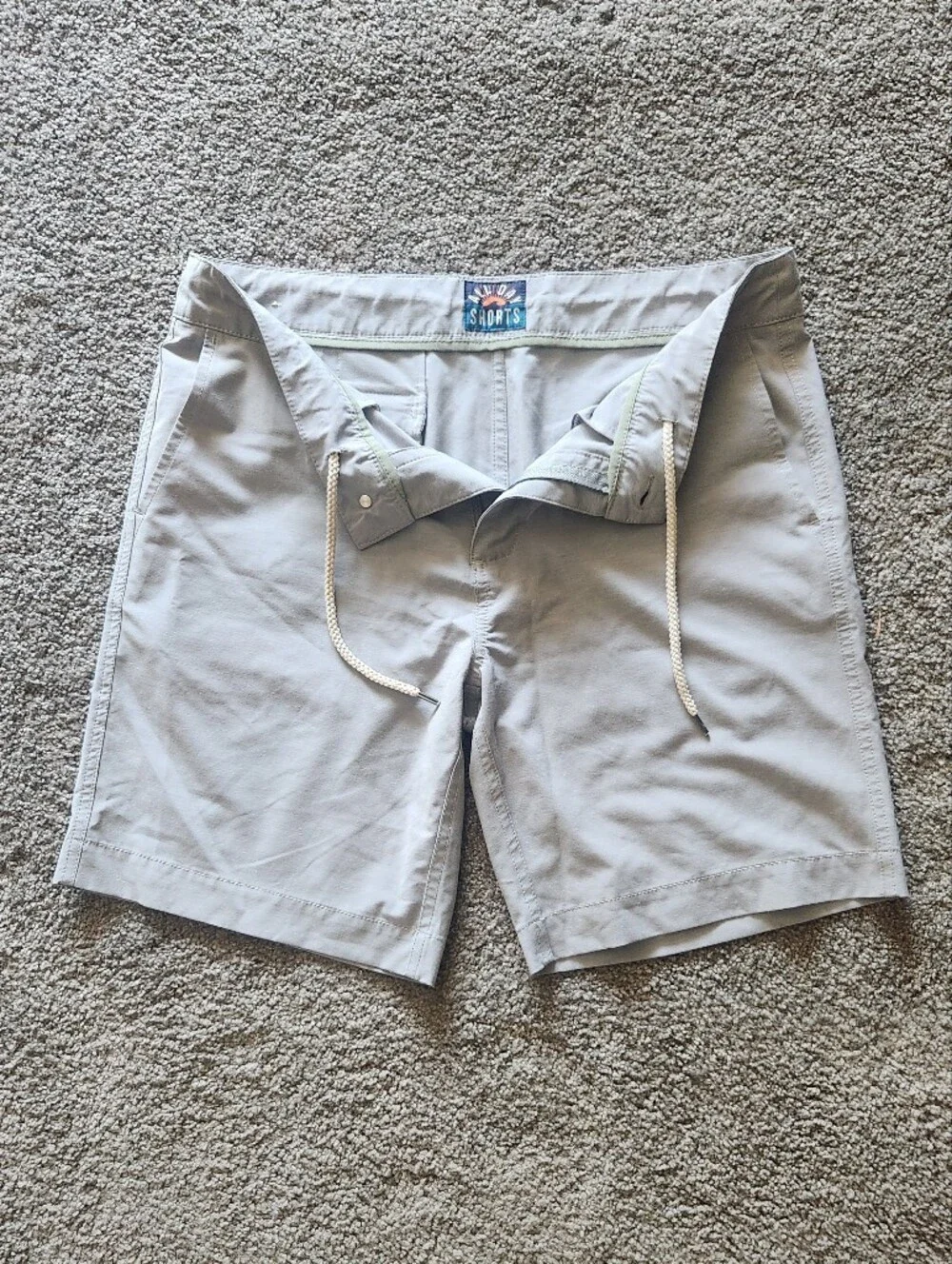 Faherty Light Gray Flat-Front Shorts